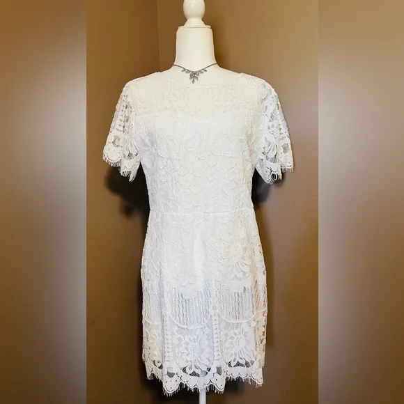 New w/ Tag MSLG Women's Round Neck V-Back Lace Dress Size XL - Picture 3 of 8
